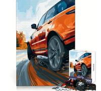 Puzzle 1000 pièces représentant Un SUV Orange sur la Route, idéal pour Adultes, Jeu de réflexion et de Concentration, Cadeau de Noël idéal (38x52cm)