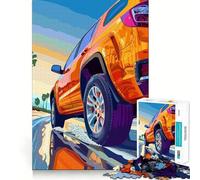 Puzzle 1000 pièces représentant Un SUV Orange sur la Route, idéal pour Les Adolescents Découpe Lisse, Cadeau élégant (38x26cm)