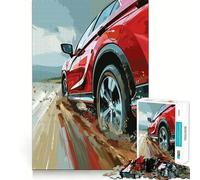 Puzzle 1000 pièces représentant Un SUV Rouge sur Un Chemin de Terre (50x75cm) pour Adultes Stimule la mémoire, idéal pour Les Groupes et Offre Un Cadeau élégant et aux Bords Nets