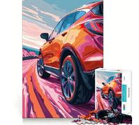 Puzzle 1000 pièces représentant Un SUV Rouge sur Une Route sinueuse, pour Adultes, Jeu intellectuel, Divertissement apaisant, découpe précise, Cadeau de Noël (38x52cm)