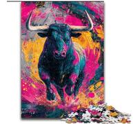 Puzzle 1000 pièces représentant Un Taureau, idéal pour Les Adultes, idéal pour Les Cadeaux, Les Jeux éducatifs et la détente, avec Le Père Noël (26x38cm)
