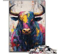 Puzzle 1000 pièces représentant Un Taureau, Peinture à l'huile, pour Adolescents de 14 Ans et Plus Entraînez Votre Cerveau et Vos Mains Cadeaux de Noël (26x38cm)
