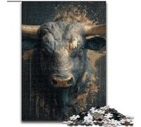 Puzzle 1000 pièces représentant Un Taureau, Peinture à l'huile, pour Adultes et Adolescents, Jouets éducatifs et éducatifs, Jeux en Famille avec Affiche et fiche de Questions-réponses (26x38cm)