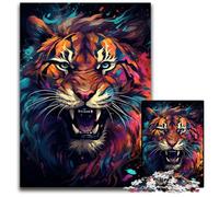 Puzzle 1000 pièces représentant Un Tigre Exotique et féroce idéal pour la décoration intérieure idéal comme Cadeau de Noël et du Nouvel an pour Les Adolescents (75 x 50 cm).