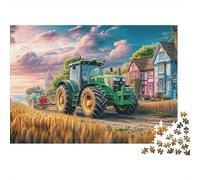 Puzzle 1000 pièces représentant Un Tracteur dans Un Champ,Style Ferme.Carton épais qualité supérieure,encadrable.Idéal Un Moment Calme et détente.Adultes et aux Joueurs confirmés: 38 x 26 cm.