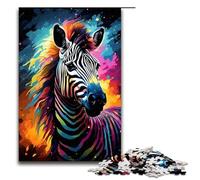 Puzzle 1000 pièces représentant Un zèbre entouré d'éclaboussures Nombreux Puzzles colorés Cadeaux pour de souhaits de Noël avec Le Père Noël pour Adolescents de 14 Ans et Plus