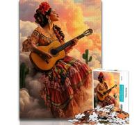 Puzzle 1000 pièces représentant Une Belle Femme Mexicaine pour Adolescents, Anti-Stress, idéal pour Les Vacances à la Maison, avec Affiche et fiche de Questions-réponses Assorties 50x75cm
