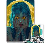 Puzzle 1000 pièces représentant Une Belle Fille animée avec la Lune, pour Adultes et Adolescents, Jouet éducatif et éducatif, idéal comme Cadeau pour Toute la Famille 50x75cm