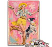 Puzzle 1000 pièces représentant Une Cow-Girl dans Les Fleurs Sauvages pour Adultes et Adolescents Un défi à relever, mais Amusant et Humoristique Cadeau d'anniversaire, décoration Murale, 50x75cm