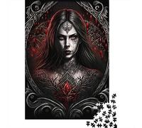 Puzzle 1000 pièces représentant une femme vampire noire pour adultes, cadeau d'Halloween, puzzles pour adultes, décorations et cadeaux uniques pour la maison, 1000 pièces (38 x 26 cm)