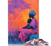 Puzzle 1000 pièces représentant Une mère et Son Enfant, Art Africain, pour Adultes, Puzzle en Bois, Jeu éducatif Familial, 1000 pièces (75 x 50 cm)