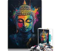 Puzzle 1000 pièces représentant Une Peinture à l'huile de Bouddha coloré pour Adolescents, Anti-Stress, Difficile, décoration d'intérieur et Cadeaux Uniques (38x26cm)