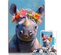 Puzzle 1000 pièces représentant Une Peinture à l'huile de rhinocéros, Un Jeu Stimulant et Familial idéal comme Cadeau pour Toute la Famille 50x75cm