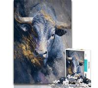 Puzzle 1000 pièces représentant Une Peinture à l'huile de Taureau, idéal pour Les Adultes, Jeu Familial Anti-Stress, défi Difficile, Cadeaux du Père Noël Secret (75x50cm)