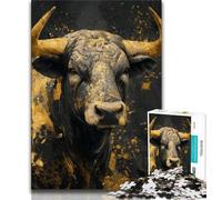 Puzzle 1000 pièces représentant Une Peinture à l'huile de Taureau pour Adolescents, Anti-Stress, idéal pour Les Vacances à la Maison, avec Affiche et fiche de Questions-réponses Assorties (75x50cm)