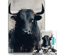 Puzzle 1000 pièces représentant Une Peinture à l'huile de Taureau pour Adolescents et Adultes, Jeu éducatif, Jouet, décoration d'intérieur et Cadeaux Uniques (50x75cm)