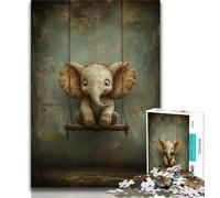 Puzzle 1000 pièces représentant Une Peinture à l'huile d'éléphant pour Adultes et Adolescents,Jeux d'activités familiales stimulants,Jouet à Faire soi-même pour décoration Murale de la Maison
