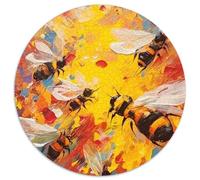Puzzle 1000 pièces représentant Une Peinture d'abeilles. Puzzle Rond de 1000 pièces, idéal pour la décoration intérieure, l'entraînement cérébral et Les fêtes de Fin d'année. 67,5 x 67,5 cm.