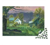 Puzzle 1000 pièces représentant Une scène de Ferme Rurale - Petite Maison de Campagne - Jeu éducatif pour Adultes (à partir de 12 Ans) - Décoration intérieure - -Anniversaire - 38 x 26 cm