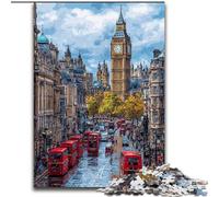 Puzzle 1000 pièces représentant Une scène de Rue à Londres pour Adultes et Adolescents, Jouets éducatifs et Anti-Stress, avec Père Noël (26x38cm)