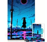 Puzzle 1000 pièces représentant Une Silhouette de samouraï avec Katana Un Puzzle Difficile pour Adultes Un Jeu de logique Fine Un Divertissement apaisant et des Bords Nets Un Cadeau attentionné