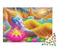 Puzzle 1000 pièces représentant Une Statue Bouddha et l'aura d'un Sage sacré.Carton épais et résistant,encadrable.Voyages,séjours à ou en.Convient aux Adultes,auxs,aux et aux débutants : 38 x 26 cm.