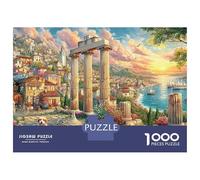 Puzzle 1000 pièces représentante Ancienne Ville,cadrable etcadrable.Illustration recy d'une Skyline Historique.Les Adultes.Anti-Stress. Carton qualité Amusant à la Maison et Famille : 70 x 50 cm.