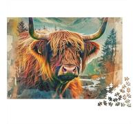 Puzzle 1000 pièces représentants vachess Highlands sur Une Colline.Papier Carton recyclé supérieure.comme Noël ou activité Groupe,Adultes et Couples,débutants comme confirmés : 52 x 38 cm.