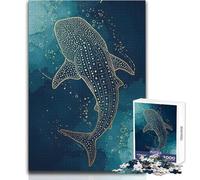 Puzzle 1000 pièces Requin-Baleine, Motif Lignes dorées, Jeu de développement cognitif Amusant, Cadeau Original et attentionné, Dimensions:50x75cm