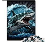 Puzzle 1000 pièces Requin coloré en Bois, pour Noël et Le Nouvel an, Cadeau de Vacances 50x75cm, Jeu de réflexion pour Adolescents, pour Les fêtes