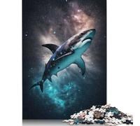 Puzzle 1000 Pièces Requin dans l'Espace pour Adultes et Adolescents, Puzzles pour Adultes, Jouets éducatifs d'apprentissage, 38 x 26 cm/1000 Pièces