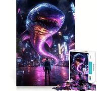 Puzzle 1000 pièces Requin en Ville pour Adolescents, Jouet Intelligent et ludique, Cadeau de Noël idéal 50x75cm