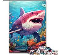 Puzzle 1000 pièces Requin Mignon, Jeu interactif Familial pour Adultes, Jeu éducatif, Cadeau Casse-tête (Taille 26x38cm)