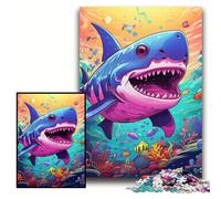 Puzzle 1000 pièces Requin Mignon pour Adultes, Casse-tête Stimulant pour Adolescents, soirée de Jeux en Famille Amusante, Taille 50x75cm