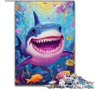 Puzzle 1000 pièces Requin Mignon Puzzles en Carton Taille 26x38cm Cadeau de Vacances Parfait pour Noël, Halloween, Pâques, Nouvel an
