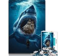 Puzzle 1000 pièces Requins et Bateaux Pirates pour Adolescents Jeux éducatifs décoration d'intérieur à Offrir en Cadeau à Toute la Famille (50x75cm)