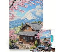 Puzzle 1000 pièces Retraite en Fleurs de Cerisier Découpe Nette,Jeu de Construction Artistique,Moment de détente,Jeu Amusant pour Un Anniversaire (38x26cm)