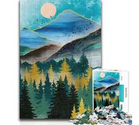 Puzzle 1000 pièces Rêve de Montagne et de pins pour Adolescents : Un Cadeau d'anniversaire Amusant et Humoristique pour Les 14 Ans et Plus 50x75cm