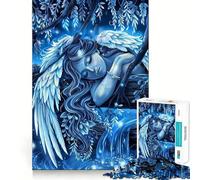 Puzzle 1000 pièces « Rêves d'azur d'ange néon »,découpe Lisse,Jeu de réflexion,Cadeau pour Un Moment de détente,œuvre d'art de Noël (38x52cm)