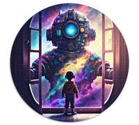 Puzzle 1000 pièces Rêves robotiques Puzzles Ronds 1000 pièces pour Adultes pour Noël, Halloween, Pâques, Nouvel an 67,5 x 67,5 cm