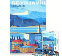 Puzzle 1000 pièces Reykjavik Islande Paysage Urbain Jeu d'articulation Fine et Amusant pour résoudre des problèmes Jeu Calme et Amusant Décoration de Noël Cadeau (38x52cm)