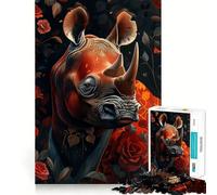 Puzzle 1000 pièces Rhino Mon Ami Rigolo pour Adolescents Améliore la mémoire Détente et créativité Bords Précis Cadeau Élégant (50x75cm)