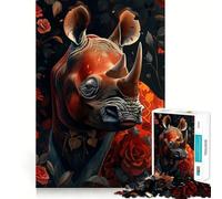 Puzzle 1000 pièces Rhino, Mon ami Rigolo pour Adolescents renforce la mémoire, Divertissement paisible, Bords de qualité, (38x26cm)