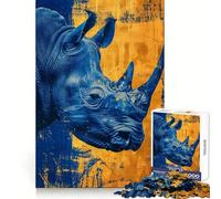 Puzzle 1000 pièces Rhinocéros et Or pour Adolescents Jeu de logique Solide Cadre Clair Cadeau créatif (38x26cm)