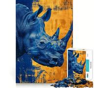 Puzzle 1000 pièces Rhinocéros et Or pour Adolescents Stimule la mémoire, Calme et évasion Motif à Assembler Surprise chaleureuse (38x52cm)
