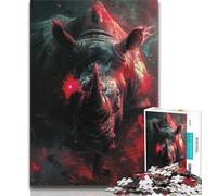 Puzzle 1000 pièces Rhinocéros Sanglant Puzzle 1000 pièces pour Adolescents Jouet éducatif Anti-Stress Superbes Cadeaux et Jouets 38x26cm