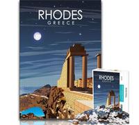 Puzzle 1000 pièces Rhodes Grèce Travel Art pour Adultes et Adolescents, Staycation Kill Time, Chaque pièce est Unique - Jeu Familial Stimulant et Amusant 50x75cm