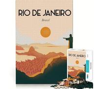 Puzzle 1000 pièces Rio de Janeiro Brésil Découpe précise Jeu d'art et de développement cognitif Loisirs Amusants Cadeau apaisant de Noël (38x26cm)