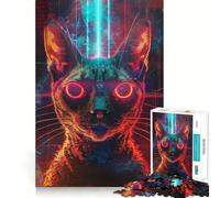 Puzzle 1000 pièces Rituel ancestral du Chat pour Adultes réflexion,entraînement,Jeu,Assemblage précis,Aucune pièce détachée Cadeau Unique pour soulager Le Stress (38x26cm)