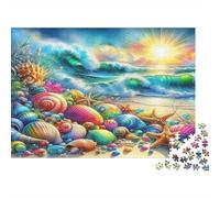 Puzzle 1000 pièces Rivage Coquillages - Exercice Cérébral Anti-Stress Carton Épais Premium pour Adultes 70x50cm